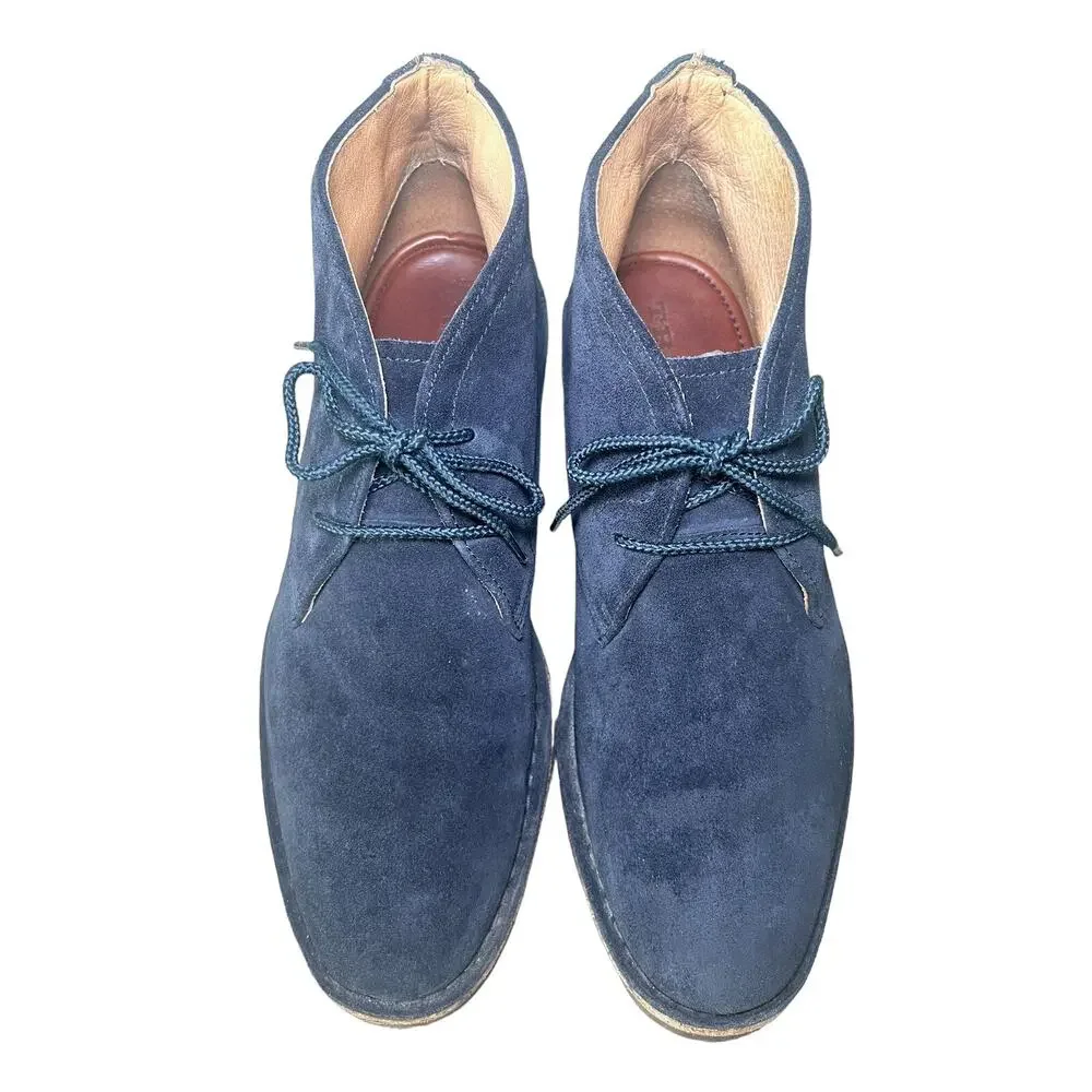 H. S. TRASK CHUKKA BOOT MEN'S SIZE 10M SUEDE LEATHER NAVY BLUE SHOES BOOTS